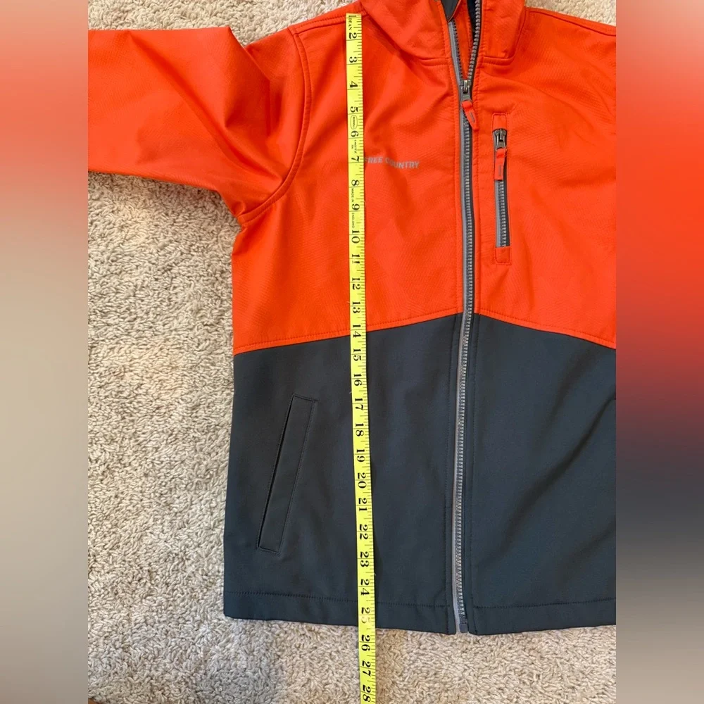 Free Country SZ XXL 14-16 boys orange/grey hooded jacket. Like new